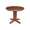 International Concepts 36 in. Solid Wood Round Top Pedestal Dining Table with 2 Chairs in Distressed Oak/Black K42-36RT-23-C46-61-2 - alternate 2